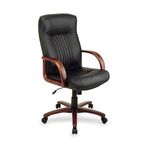 Office Star WorkSmart WD5730 High Back Executive Wood Leather Chair26" x 31" x 48" - Leather Black, Wood Seat