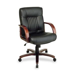 Office Star WorkSmart WD5731 Executive Mid-Back Wood Leather Chair - 26" x 31" x 48" - Leather Black Seat