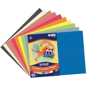 Rainbow Super Value Construction Paper - 12" x 18" - Red, Blue, Pink, Black, Orange, White, Yellow, Brown, Green