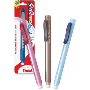 Pentel Clic Eraser Retractable Pen-Shaped Eraser - Lead Pencil Eraser - Refillable - Retractable, Non-abrasive - 1 Each - Assorted