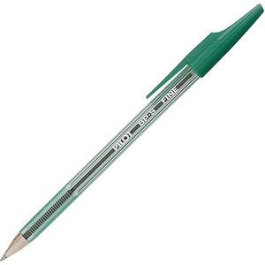 Pilot Better Ball Stick Pen - Green Ink - Crystal Barrel, Clear Barrel - 12 / Dozen