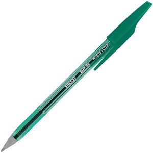 Pilot Better Ball Stick Pen - Green Ink - Crystal Barrel, Clear Barrel - 12 / Dozen