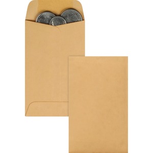 Quality Park Coin Envelope - #3 (2.5" x 4.25") - 20lb - Gummed - 500 / Box - Kraft