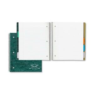 Rediform National Pressboard 5-Subject Notebook With Tabs - 200 Sheet(s) - 16lb - College Ruled - 8.88" x 11" - 1 Each - White