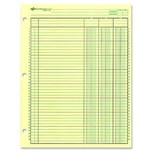 Rediform National Side Punched Analysis Pad - 50 Sheet(s) - Gummed - 11" x 8.5" Sheet Size - Green - 1Pad