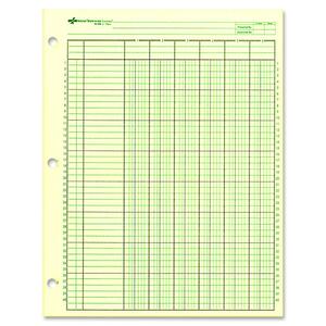 Rediform National Side Punched Analysis Pad - 50 Sheet(s) - Gummed - 11" x 8.5" Sheet Size - Green - 1Pad