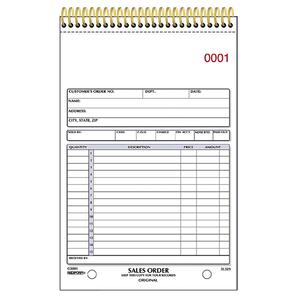 Rediform Gold Standard Sales Order Book - 75 Sheet(s) - Wire Bound - 2 Part - Carbonless - 8.5" x 5.5" Sheet Size - White - 1Each