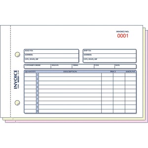 Rediform Invoice Form - 50 Sheet(s) - 3 Part - Carbonless - 5.5" x 7.87" Sheet Size - 1Each