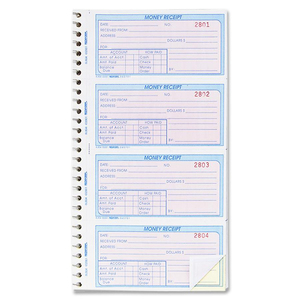 Rediform Money Receipt Book - 200 Sheet(s) - Wire Bound - 2 Part - Carbonless - 2.75" x 5.5" Form Size - Assorted - 1Each