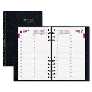 Rediform Hard Cover Daily Planner - Daily - 5" x 8" - January till December - 7:00 AM to 8:45 PM - 1 Day Per 1 Page(s) - Black