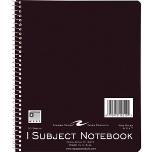 Roaring Spring 1-Subject Spiralbound Notebook - 50 Sheet(s) - Wide Ruled - 7" x 8.5" - 1 Each