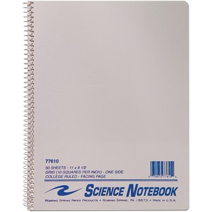Roaring Spring Science Notebook - 50 Sheet(s) - College Ruled - Letter 8.5" x 11" - 1 Each