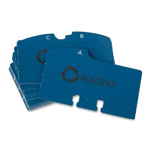 Rolodex Rotary Indexed File Guide - Printed A to Z - 4" x 2.25" - 1 Set - White Divider - Blue Tab