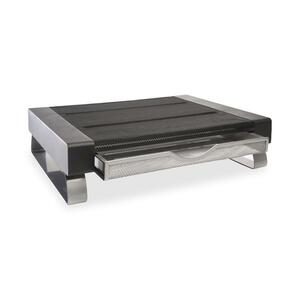 Rolodex Mesh Desktop Monitor Stand - Up to 55lb Large Monitor - Black, Silver - Desk-mountable