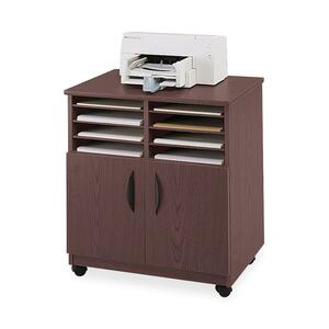 Safco 1851MH Mobile Machine Stand with Sorter - Wood - Mahogany