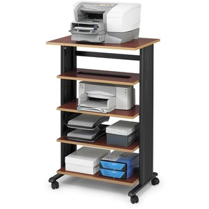 Safco 1883CY 5 Level Adjustable Printer Stand - Steel - Cherry, Black