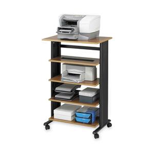 Safco 1883MO 5 Level Adjustable Printer Stand - Steel - Medium Oak, Black