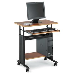 Safco Adjustable Height Workstation - 22" x 29.5" x 34" x 0.75" - Steel, Wood - Medium Oak