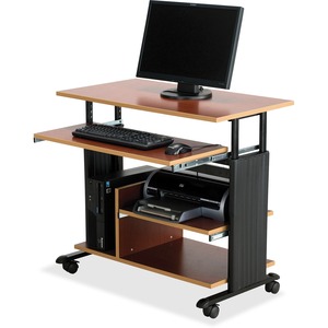 Safco Adjustable Mini-Tower Workstation - Rectangle x 34" - Steel, Wood - Cherry