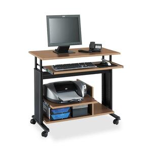 Safco Adjustable Mini-Tower Workstation - Rectangle x 34" - Steel, Wood - Medium Oak