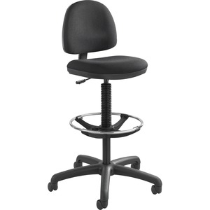 Safco Precision Extended Height Chair with Footring - Black Frame - Polyester Black, Olefin Black Seat