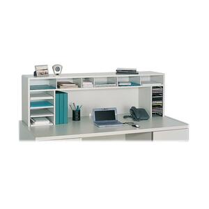 Safco High Clearance Wood Desktop Organizer - 18" x 58" x 12" - 10 Compartment(s) - Wood - Gray