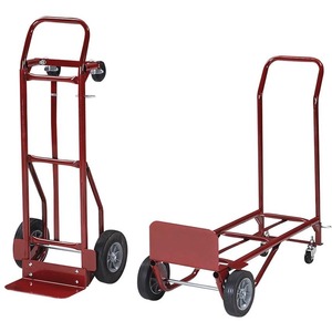 Safco Convertible Hand Truck - 400 lb Capacity - 2 x 8", 2 x 4" Caster - Steel - 18" x 16" x 51" - Red