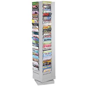 Safco 92 Pockets Steel Rotary Magazine Rack - 68" x 13.25" x 13.25" - 92 Pocket(s) - Steel - Gray
