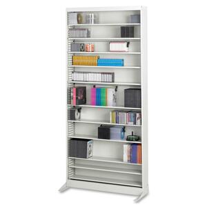 Safco Audio/Video Shelving - 36" x 13.25" x 78" - Steel - 12 x Shelf(ves) - Light Gray