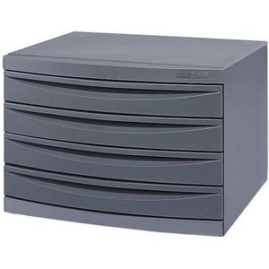 Safco B-Size Planfile Cabinet - 22.25" x 17.75" x 14.63" - Steel, Plastic - 4 Drawer(s) - Stackable, Leveling Glide - Charcoal