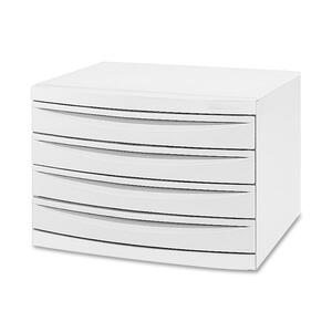Safco B-Size Planfile Cabinet - 22.25" x 17.75" x 14.63" - Steel, Plastic - 4 Drawer(s) - Stackable, Leveling Glide - Light Gray