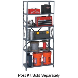 Safco Industrial Steel Shelf - 36" x 18" x 86" - Steel - 6 x Shelf(ves) - Dark Gray