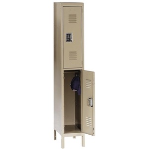 Safco Heavy-Duty Double-Tier Steel Locker - 78" x 12" x 18" - Tropic Sand