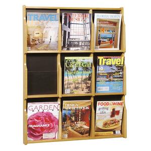 Safco 9-Pocket Solid Wood Literature Rack - 38.5" x 29" x 2.5" - 9 Pocket(s) - Wood - Oak