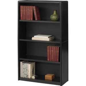 Safco ValueMate Bookcase - 32" x 13.5" x 54" - Steel, Fiberboard - 4 x Shelf(ves) - Black