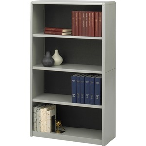 Safco ValueMate Bookcase - 32" x 13.5" x 54" - Steel, Fiberboard - 4 x Shelf(ves) - Gray