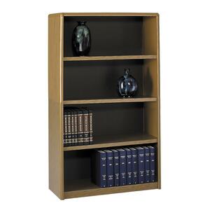 Safco Value Mate Steel Bookcase - 13.5" x 54" x 32" - Metal, Fiberboard - 4 x Shelf(ves) - Medium Oak
