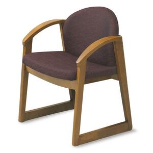 Safco Urbane Collection Guest Chair With Arms - Wood Mahogany Frame - Polyester Burgundy, Olefin Burgundy Seat