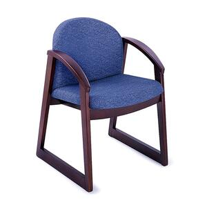 Safco Urbane Collection Guest Chair With Arms - Wood Mahogany Frame - Polyester Blue, Olefin Blue Seat