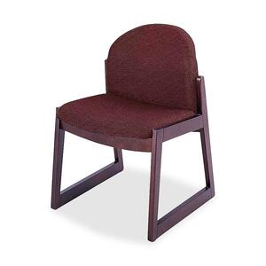 Safco Urbane Armless Guest Chair - Wood Medium Oak Frame - Polyester Burgundy, Olefin Burgundy Seat
