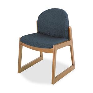 Safco Urbane Armless Guest Chair - Wood Medium Oak Frame - Fabric Black Seat