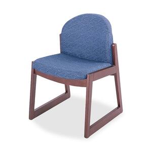 Safco Urbane Armless Guest Chair - Wood Mahogany Frame - Fabric Blue Seat