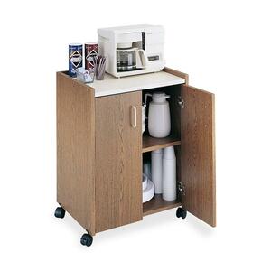 Safco Mobile Refreshment Utility Cart - 1 Shelf - 200 lb Capacity - 4 x 2" Caster - Wood - 23" x 18" x 31" - Medium Oak