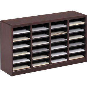 Safco E-Z Stor Wood Literature Organizer - 23" x 40" x 11.75" - 24 Compartment(s) - Wood - Mahogany