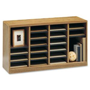 Safco 24 Compartments E-Z Stor Light Wood Literature Organizer - 23" x 40" x 11.75" - 750 x Sheet - 24 Compartment(s) - Wood - Medium Oak
