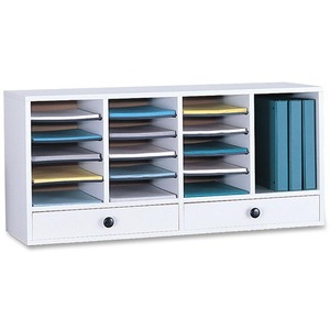 Safco 20 Compartments Adjustable Literature Organizer - 18", 2.75" x 39", 17.5" x 11.75", 10.5" - 20 Compartment(s) - Wood - Gray
