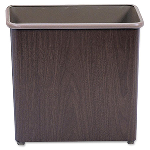 Safco Fire-safe Wastebasket - 26.5L Capacity - Rectangular - 15" Height x 16.5" Width x 9" Depth - Steel - Walnut