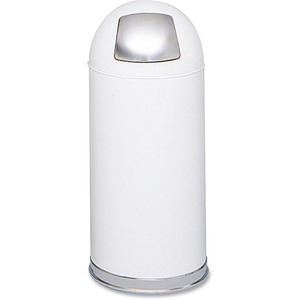 Safco Dome Top Receptacle - 57L Capacity - Round - 15" Opening Diameter - 35" Height - Stainless Steel - White