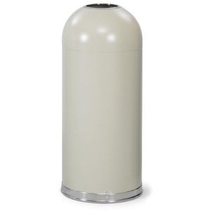 Safco Open Top Dome Receptacle - 57L Capacity - Round - 15" Opening Diameter - 37" Height - Stainless Steel - Putty