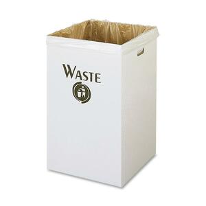 Safco Corrugated Receptacle - 151L Capacity - 30" Height x 18.25" Width x 18.25" Depth - White